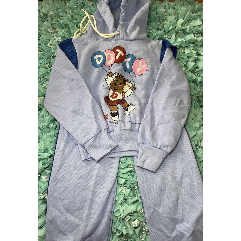 Vtg Get Along Gang Jog Togs Sweatsuit Sweatshirt Hoodie Sweatpants Blue 4 Dotty